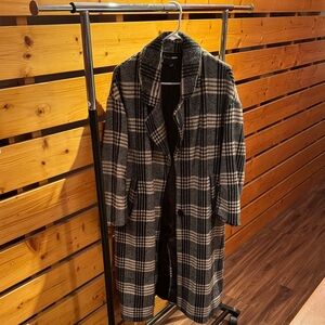 Black and Beige Plaid Coat